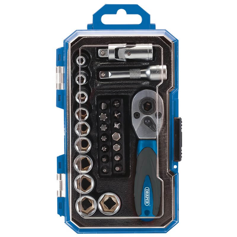 DRAPER SOCKET SET, 1/4" SQ. DR. (27 PIECE)