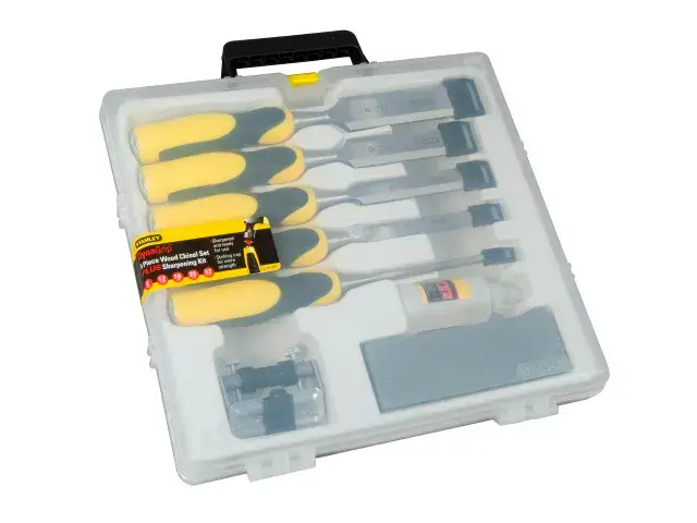 STANLEY DYNAGRIP CHISEL WITH STRIKE CAP SET 5 PIECE + ACCESSORIES