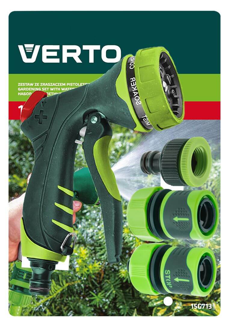 VERTO GARDENING SET WITH WATER SPRAY GUN 1/2"